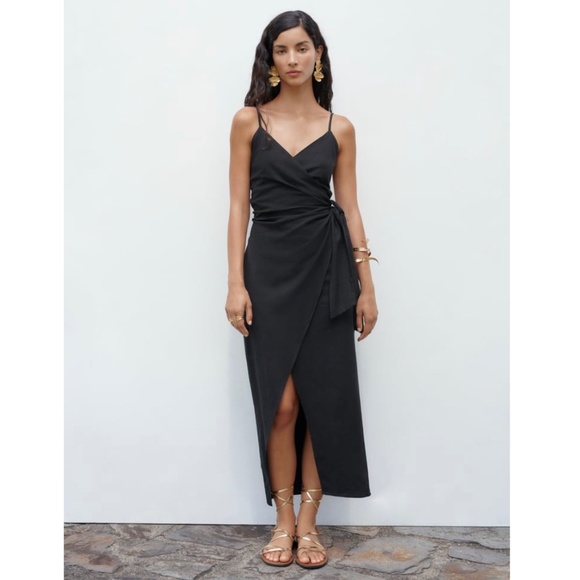 Zara Dresses Zara Linen Blend Knotted Slip Dress Poshmark